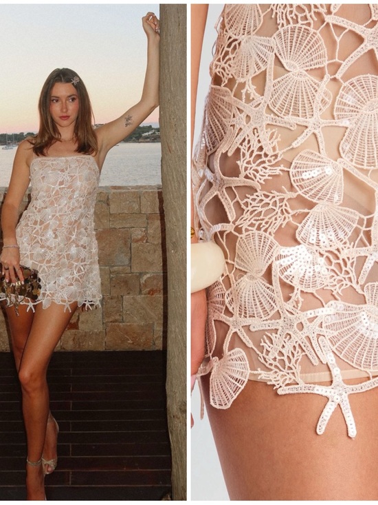 Retrofete Dresses & Skirts - Retrofete White Lace Sea Shell Mini Dress